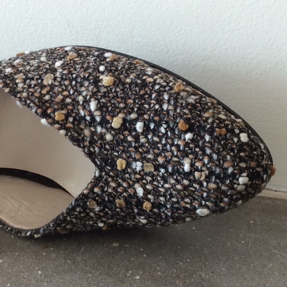 ROBERT CLERGERIE PARIS Brown Suede & Tweed Pump Heels